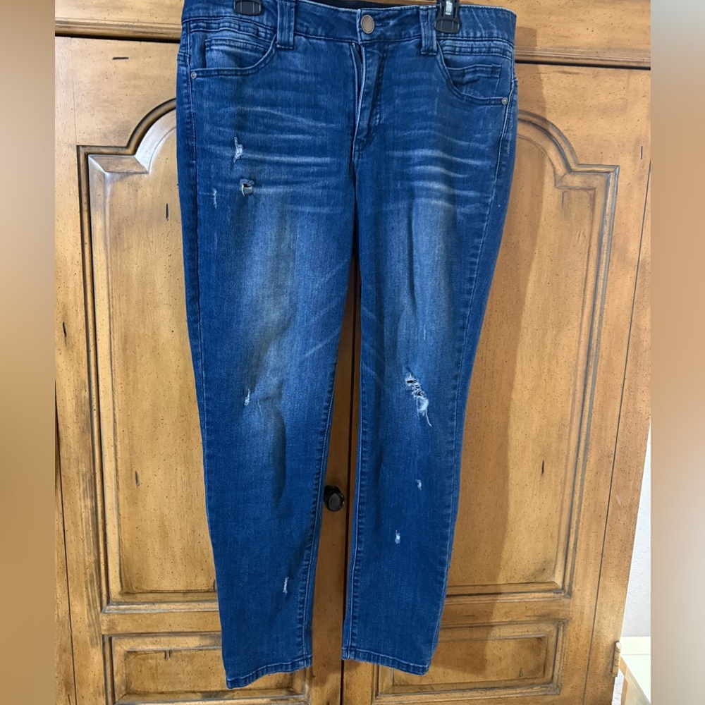 Democracy Dark Blue Distressed Ankle Jeans